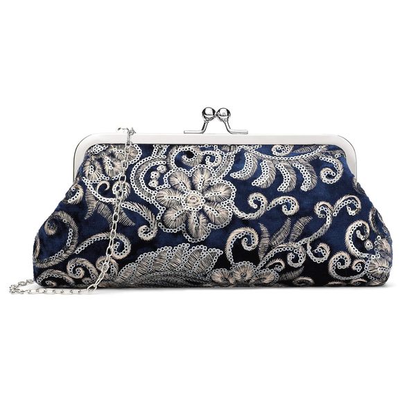 Small Clutch Purse Floral Embroidery Sequin Evening Bags Elegant T_T - Picture 1 of 6